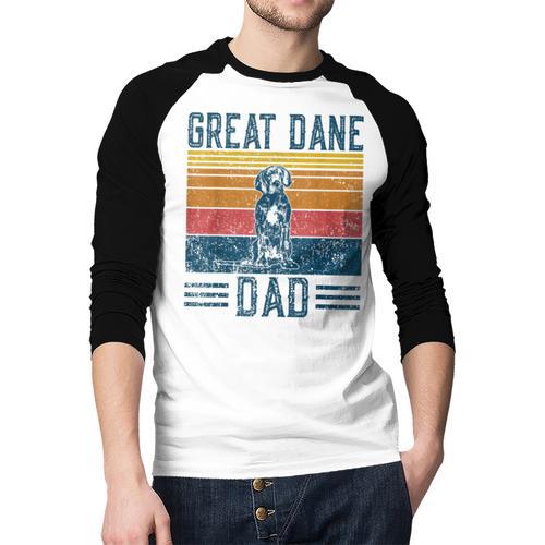 Dog Dad Vintage Great Dane Dad Men Women Kids Men Baseball Raglan Shirt - Father's Day Fun