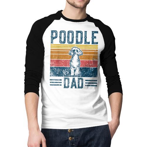 Dog Dad Vintage Poodle Dad Men Baseball Raglan Shirt - Father's Day Fun