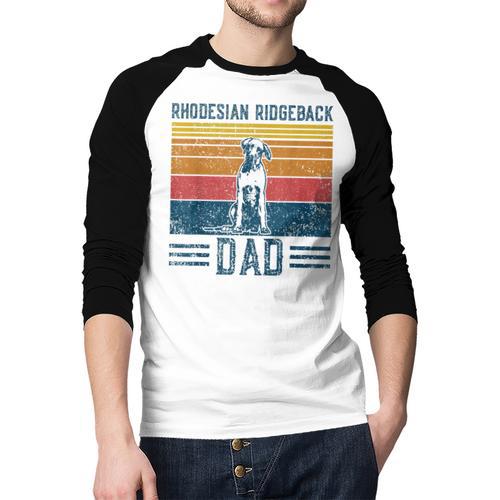 Dog Ridgeback Dad Vintage Rhodesian Ridgeback Dad Men Baseball Raglan Shirt - Father's Day Fun