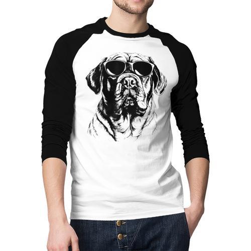 English Mastiff Sketch Drawing Art Dog Lover Mom Dad Women Men Baseball Raglan Shirt - Father's Day Fun