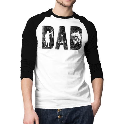 Fishing Dad Birthday Classic Bold Font Fish Daddy Men Baseball Raglan Shirt - Father's Day Fun