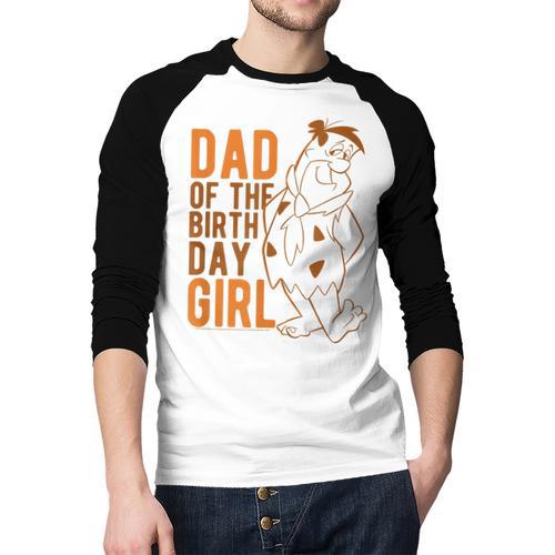 The Flintstones Fred Flintstone Dad Of The Birthday Girl Men Baseball Raglan Shirt - Father's Day Fun