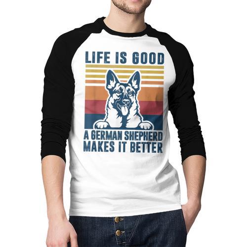 German Shepherd Men Women Dog Dad Mom German Shepherd Men Baseball Raglan Shirt - Father's Day Fun