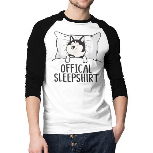 Husky Dog Pajama Husky Official Sleepshirt Mom Dad Kid Men Baseball Raglan Shirt - Father's Day Fun