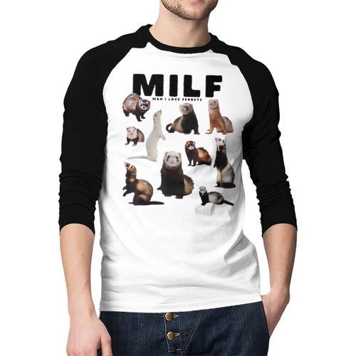MILF Man I Love Ferrets Ferret Mom Dad Ferret Owner Men Baseball Raglan Shirt - Father's Day Fun