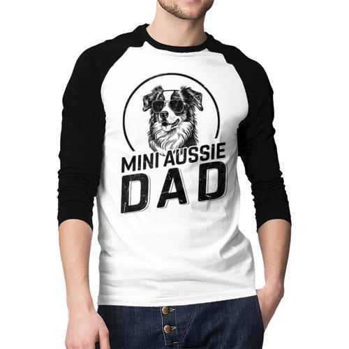 Mini Aussie Dad Dog Owner For Men Dad Christmas Men Baseball Raglan Shirt - Father's Day Fun