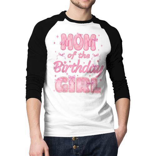 Mom And Dad Of The Birthday Girl Coquette Family Matching Men Baseball Raglan Shirt - Father's Day Fun