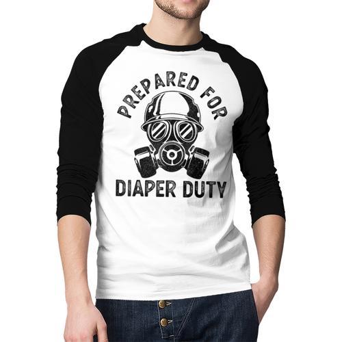 New Dad Prepared For Diaper Duty Men Baseball Raglan Shirt - Father's Day Fun