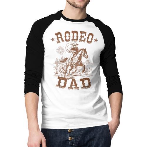 Rodeo Dad Western Cowboy Daddy Family Matching Father's Day Men Baseball Raglan Shirt - Father's Day Fun