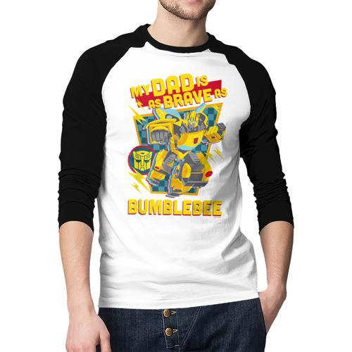 Transformers Father's Day Bumblebee My Dad Is Brave Men Baseball Raglan Shirt - Father's Day Fun