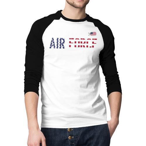 US Flag Proud Air Force Dad Men Baseball Raglan Shirt - Father's Day Fun