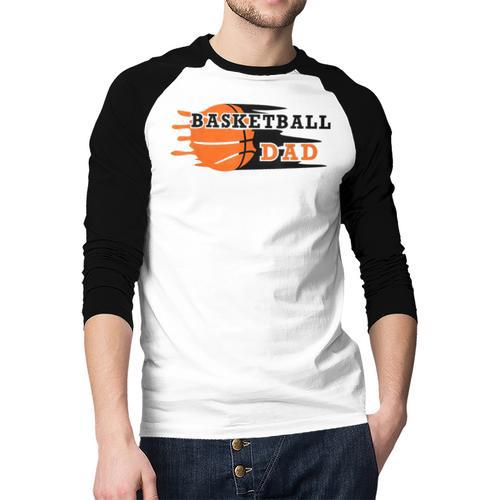 Vintage Proud Basketball Dad Fathers Day Basketball Player Men Baseball Raglan Shirt - Father's Day Fun