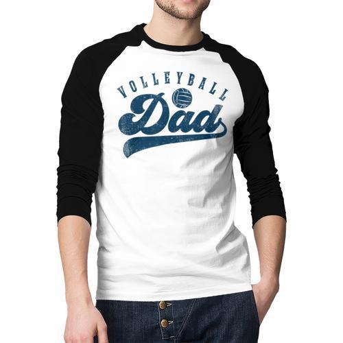 Volleyball Dad Daddy Father's Day Men Baseball Raglan Shirt - Father's Day Fun