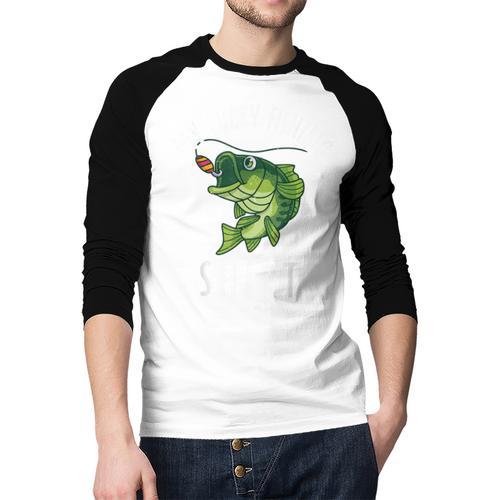 Youth Boy My Lucky Fishing-Shirt Bass Fish Dad Men Baseball Raglan Shirt - Father's Day Fun