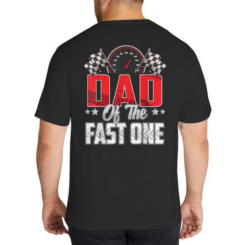 1 Year Old Racing Car Fast One Birthday 1st Family Dad Big And Tall Men's T-Shirt Back Print - Father's Day Fun