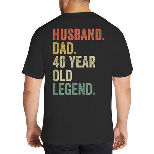 40th Birthday For Men Vintage Dad 1980 Big And Tall Men's T-Shirt Back Print - Father's Day Fun