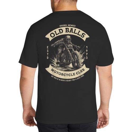 50th Birthday Vintage Motorcycle For Biker Dad Big And Tall Men's T-Shirt Back Print - Father's Day Fun
