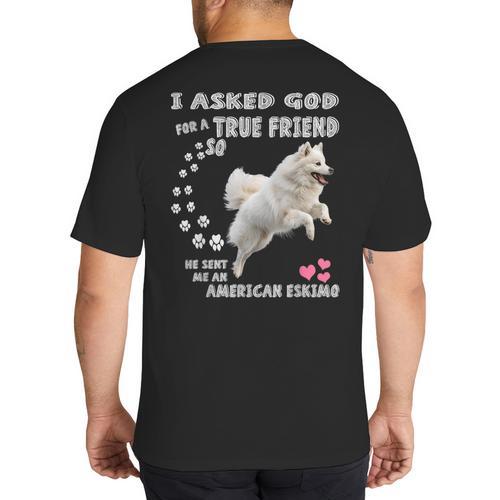 American Eskimo Dog Mom Eskie Dad Art Eskie Lover Quote Big And Tall Men's T-Shirt Back Print - Father's Day Fun