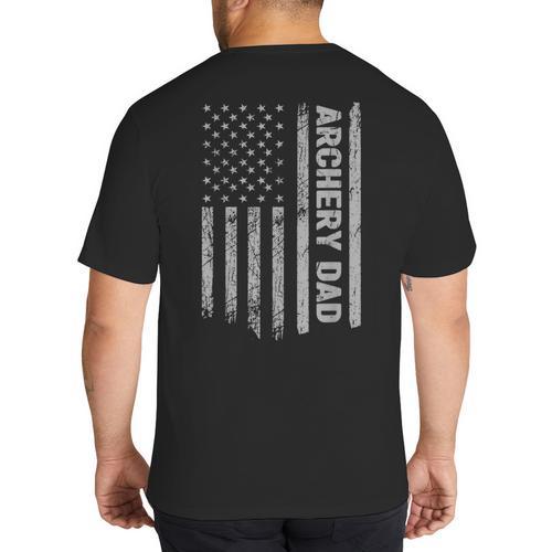 Archery Dad America US Flag Patriot Vintage Archer Big And Tall Men's T-Shirt Back Print - Father's Day Fun