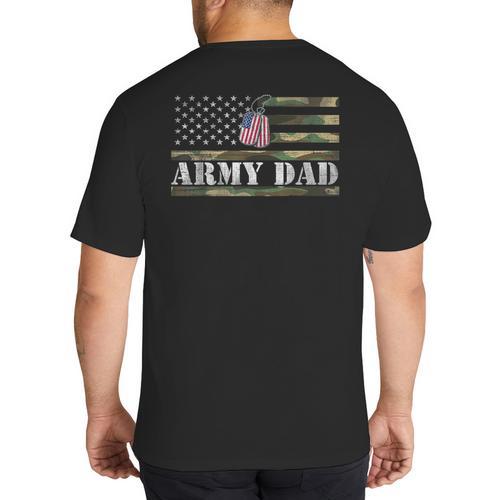 Army Dad With American Flag Camo For Veteran Day Women Kids Men Big And Tall Men's T-Shirt Back Print - Father's Day Fun