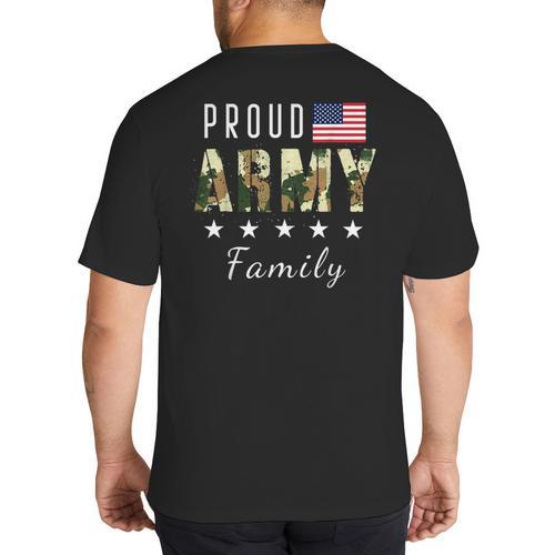 Army Graduation Proud Military Family Mom Dad Brother Sister Big And Tall Men's T-Shirt Back Print - Father's Day Fun