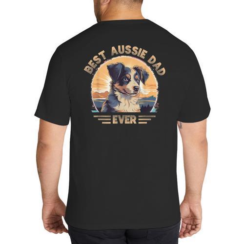 Aussie DAD Australian Shepherd Big And Tall Men's T-Shirt Back Print - Father's Day Fun