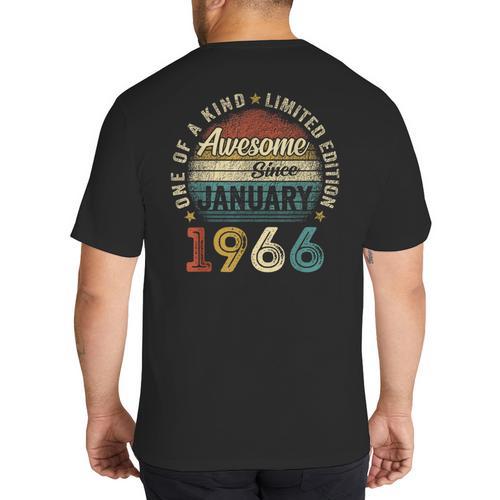 Awesome Since January 1966 60 Year Old 60th Birthday Men Dad Big And Tall Men's T-Shirt Back Print - Father's Day Fun