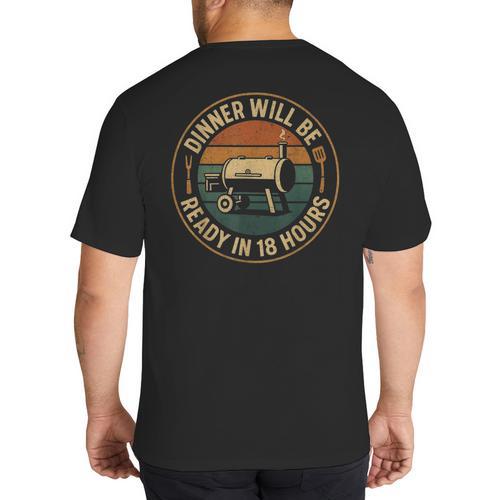 BBQ Dad Smoking Meat Smoker Barbecue Dad Big And Tall Men's T-Shirt Back Print - Father's Day Fun