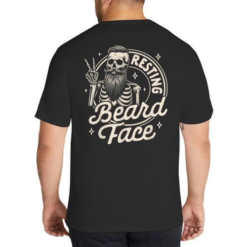 Bearded Dad Daddy Papa Father’s Day Resting Beard Face Big And Tall Men's T-Shirt Back Print - Father's Day Fun