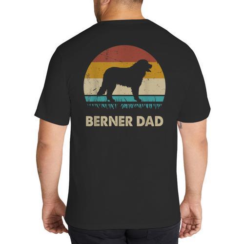 Berner Dad For Men Bernese Mountain Dog Vintage Dad Big And Tall Men's T-Shirt Back Print - Father's Day Fun