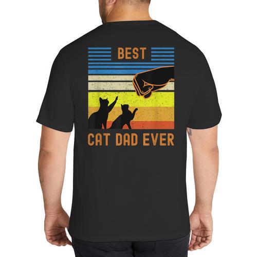 Best Cat Dad Ever Fist Bump For Fur Daddies Men Women Girls Kids Big And Tall Men's T-Shirt Back Print - Father's Day Fun