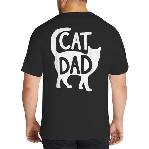 Best Cat Dad Fathers Day Men Kitty Daddy Papa Christmas Meow Big And Tall Men's T-Shirt Back Print - Father's Day Fun