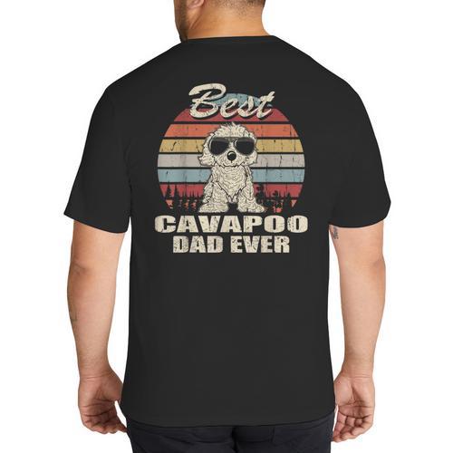 Best Cavapoo Dad Ever Vintage Retro Dog Dad Big And Tall Men's T-Shirt Back Print - Father's Day Fun