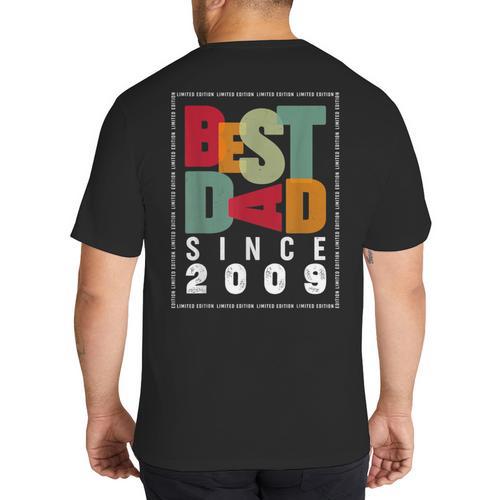 Best Dad Since 2009 Fathers Day Retro Vintage Big And Tall Men's T-Shirt Back Print - Father's Day Fun