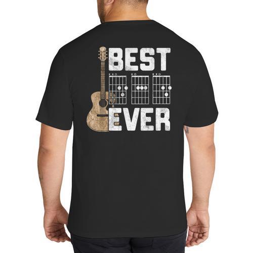 Best Dad Ever Guitarist Father D-A-D Chord Guitar Big And Tall Men's T-Shirt Back Print - Father's Day Fun