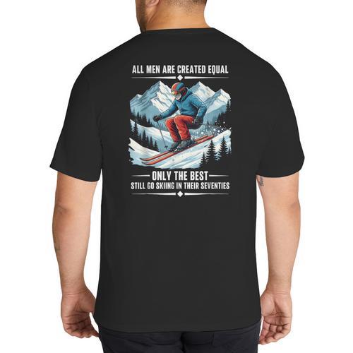 Only The Best Still Go Skiing In Their Seventies Skier Dad Big And Tall Men's T-Shirt Back Print - Father's Day Fun
