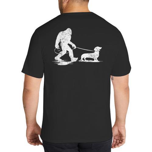 Bigfoot Walking Dachshund Tee Wiener Dog Dad Big And Tall Men's T-Shirt Back Print - Father's Day Fun