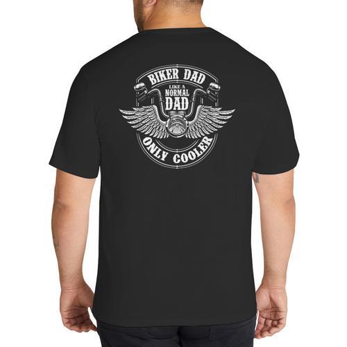 Biker Dad Like A Normal Dad Only Cooler Motorcycle Biker Big And Tall Men's T-Shirt Back Print - Father's Day Fun