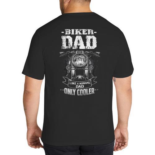 Biker Dad Like a Normal Dad Only Cooler Motorcyclist Big And Tall Men's T-Shirt Back Print - Father's Day Fun