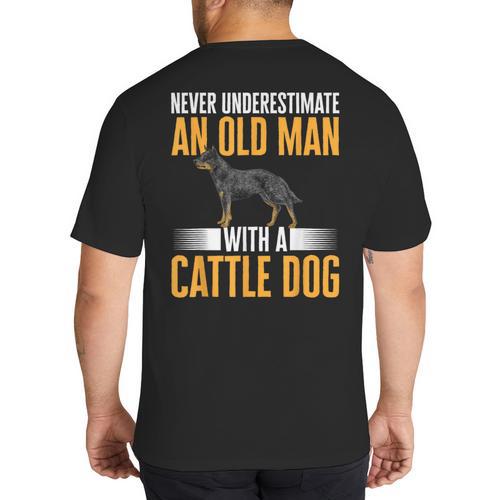 Blue Heeler Dad Australian Cattle Dog Men Big And Tall Men's T-Shirt Back Print - Father's Day Fun
