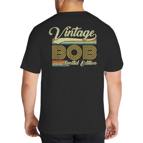 Bob Name Vintage Bob Father's Day Dad Bob Big And Tall Men's T-Shirt Back Print - Father's Day Fun