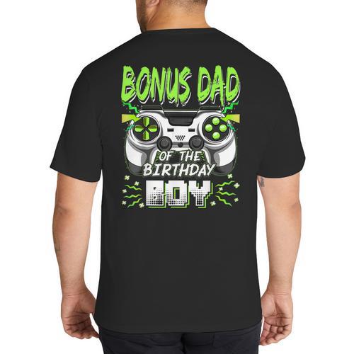 Bonus Dad Of The Birthday Boy Video Game Bday Party Big And Tall Men's T-Shirt Back Print - Father's Day Fun