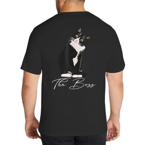 Boss Tuxedo Cat Lovers Tee Shirt For Mom Dad Big And Tall Men's T-Shirt Back Print - Father's Day Fun