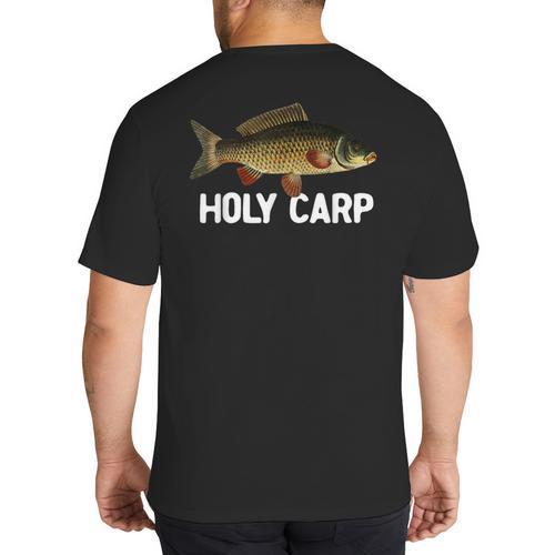 Carp Fish Pun Fishing Trip Fisherman Dad Holy Carp Big And Tall Men's T-Shirt Back Print - Father's Day Fun