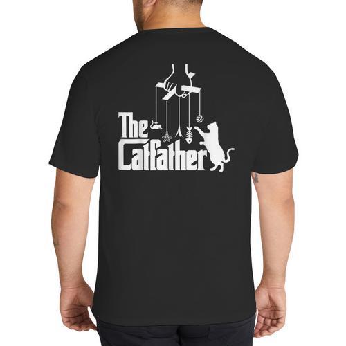 Cat Dad Life The Catfather Fathers Day Vintage Big And Tall Men's T-Shirt Back Print - Father's Day Fun