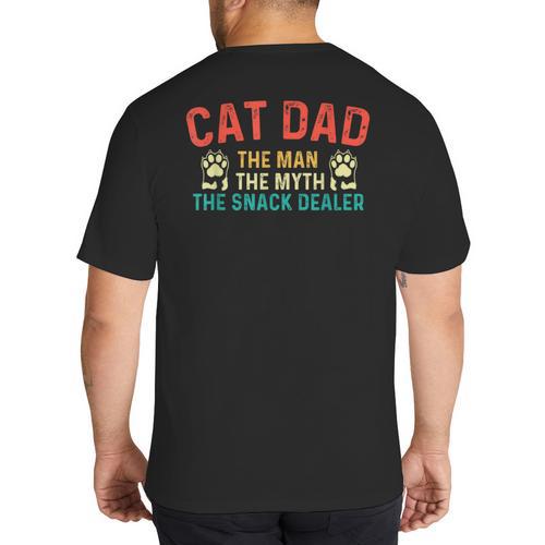 Cat Dad The Man The Myth Cat Lover Kitten Owner Kitty Big And Tall Men's T-Shirt Back Print - Father's Day Fun