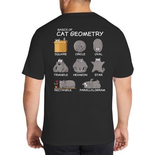 Cat Geometry Math Cat For Cat Dad Cat Mom Kids Big And Tall Men's T-Shirt Back Print - Father's Day Fun
