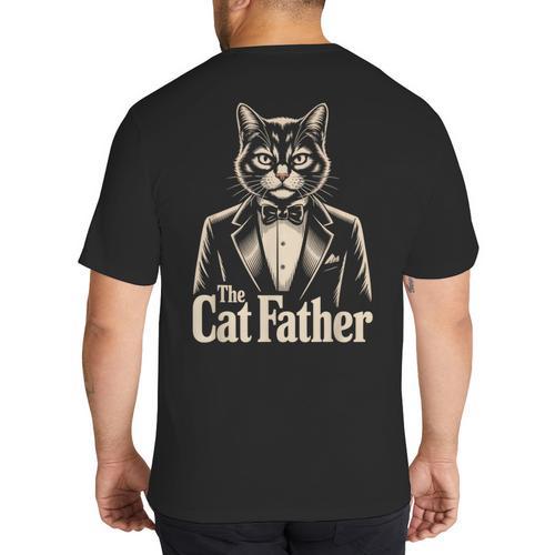Cat Lover The CatFather Cat Dad Big And Tall Men's T-Shirt Back Print - Father's Day Fun