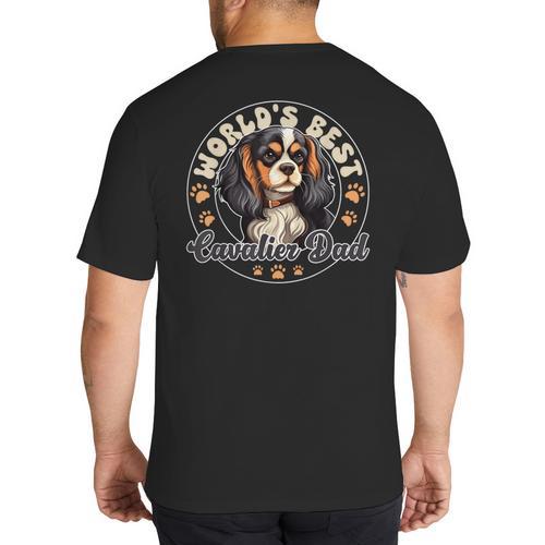 Cavalier King Charles Spaniel Dog World's Best Cavalier Dad Big And Tall Men's T-Shirt Back Print - Father's Day Fun