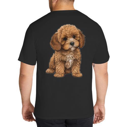 Cavapoo Breed Pet Lover Art Dog For Mom Dad Kids Big And Tall Men's T-Shirt Back Print - Father's Day Fun